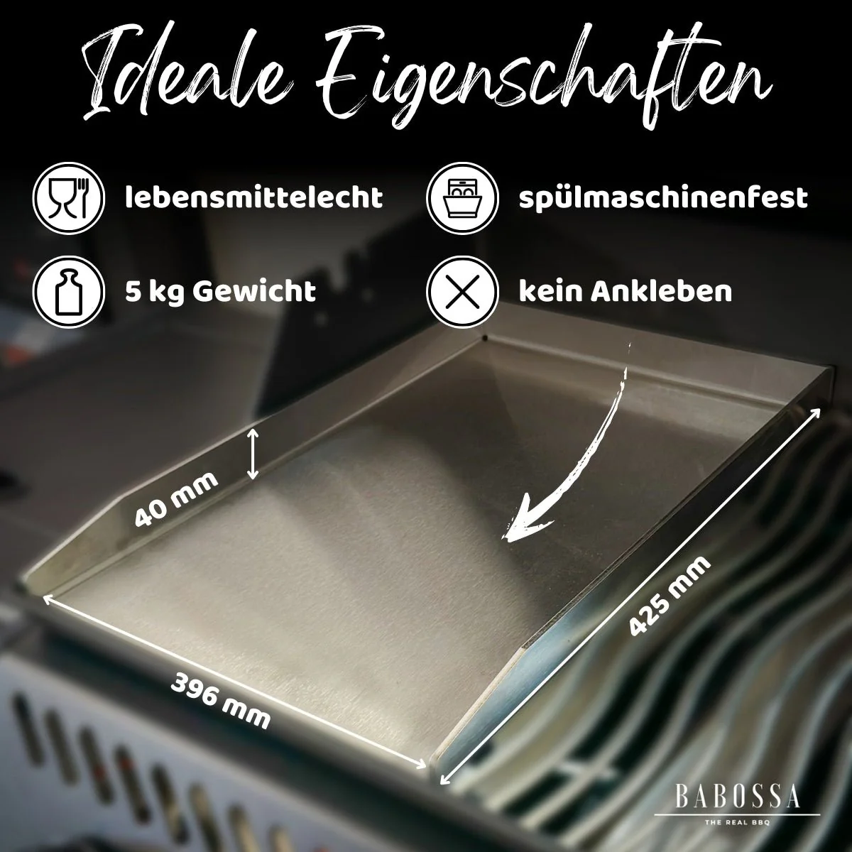 Plancha | Grillplatte | V2A Edelstahl | Burnhard Earl | 39,6x42,5cm - Image 3