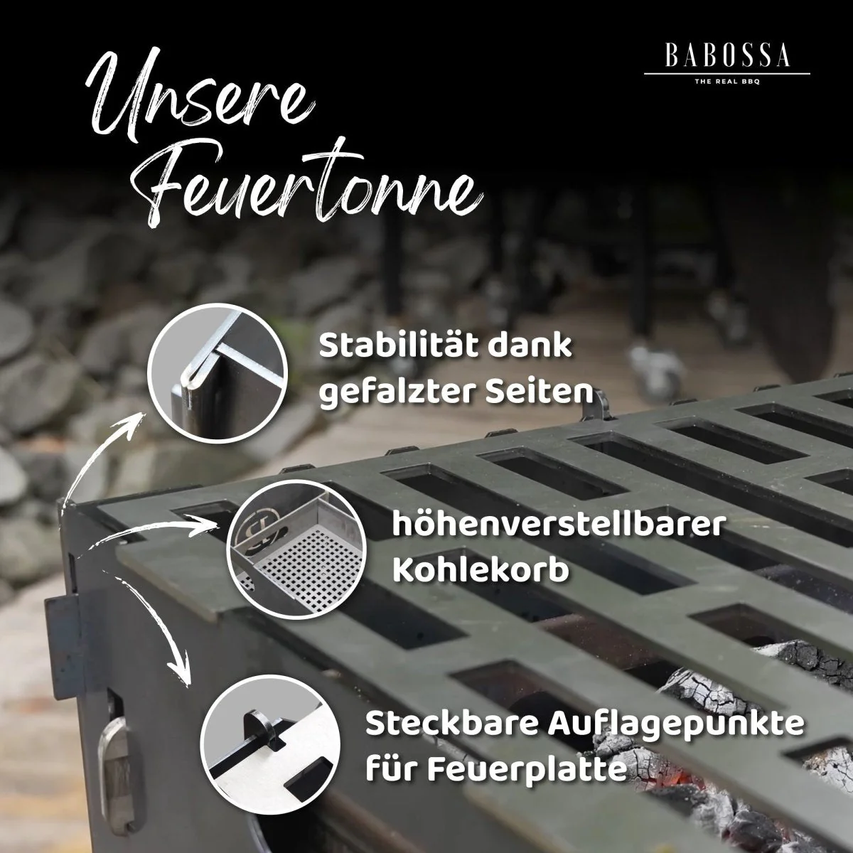 Feuertonne | Premium Cortenstahl | Steckbar | Höhenverstellbar | Hitzesteuerung - Image 3