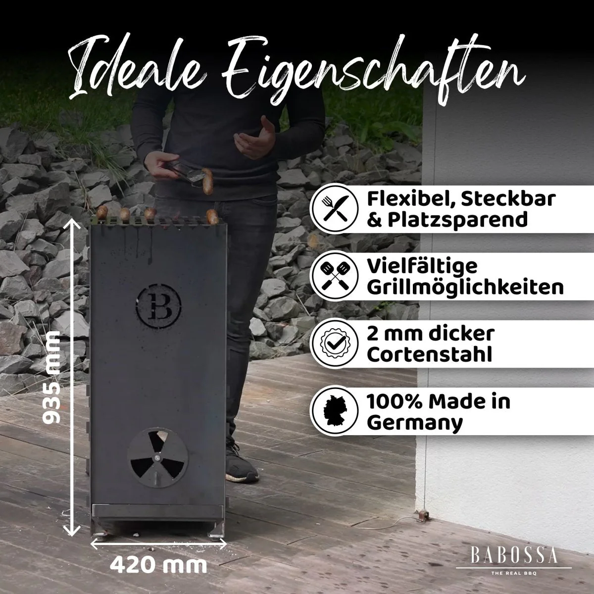 Feuertonnen Set | Premium Cortenstahl | Steckbar | Höhenverstellbar | Hitzesteuerung - Image 4