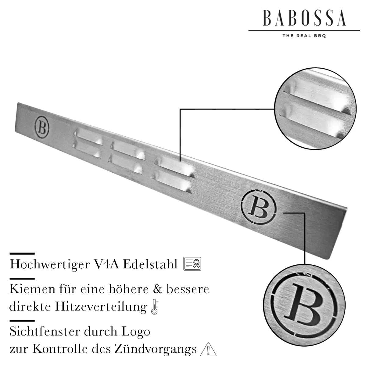 Flammschutzblech | V4A Edelstahl | Weber Genesis Gold | 57,1x6cm - Image 3