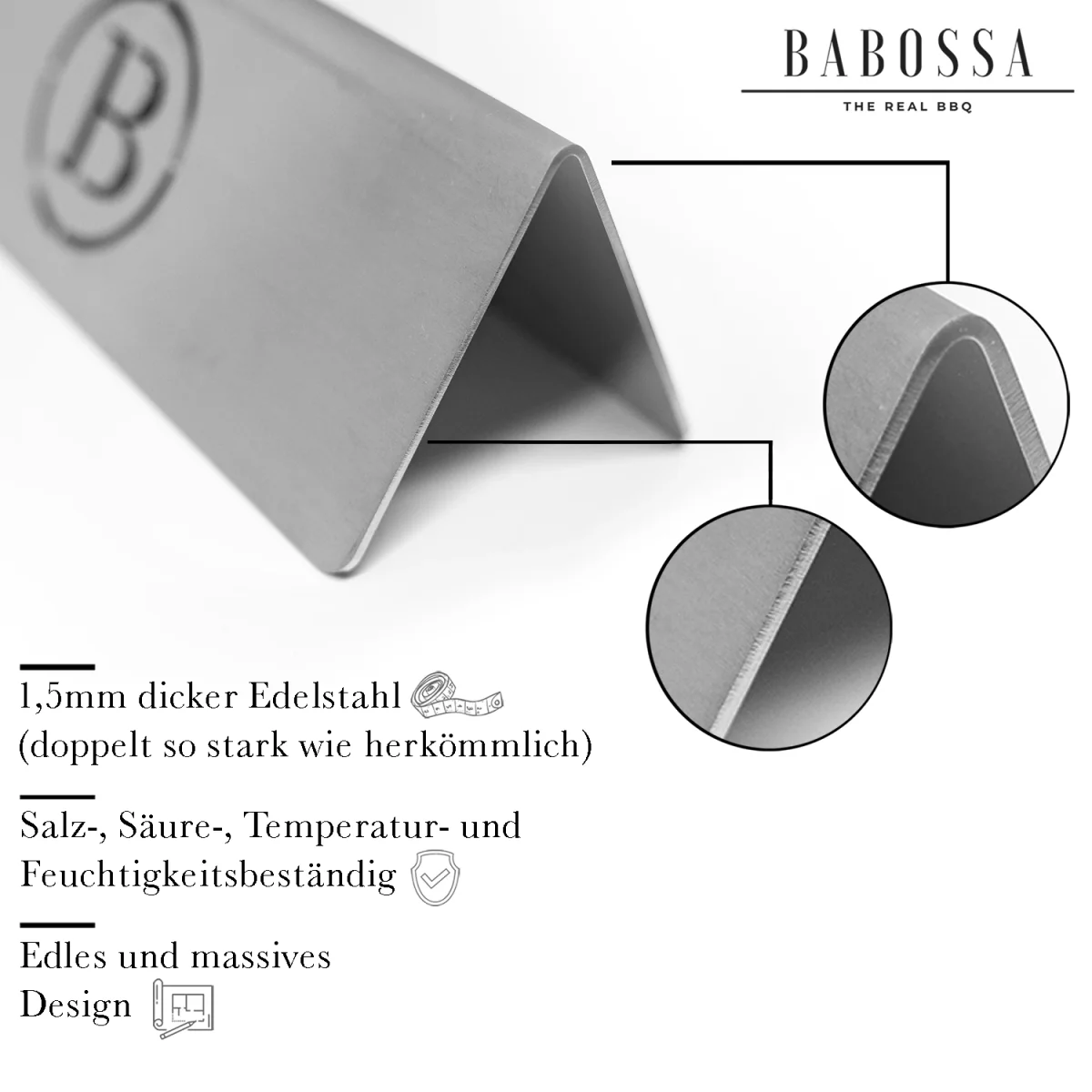 Flammschutzblech | V4A Edelstahl | Weber Genesis Gold | 57,1x6cm - Image 4