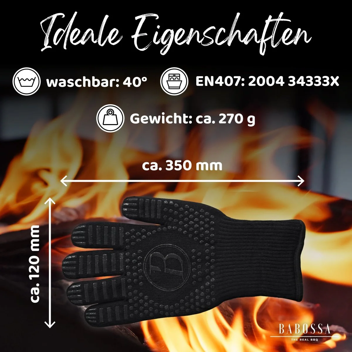 Grillhandschuhe, Aramid All-Black - Image 4