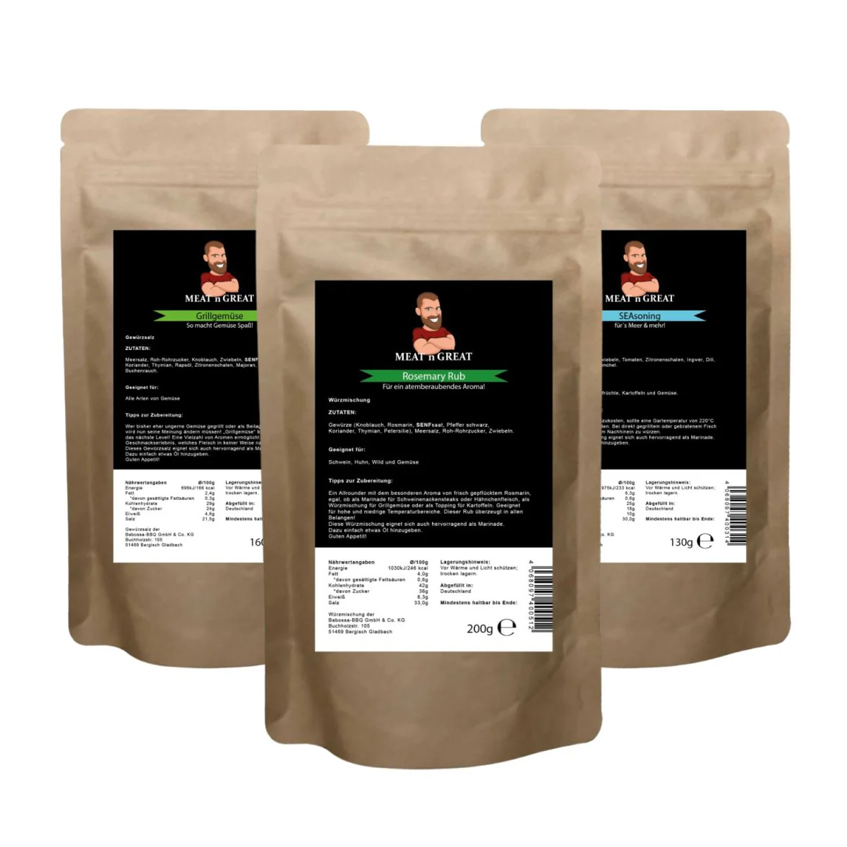 Veggie Bundle | Rosemary Rub, Grillgemüse, Seasoning | Nachfüllbeutel